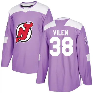 Purple Youth Topias Vilen Authentic New Jersey Devils Fights Cancer Practice Jersey