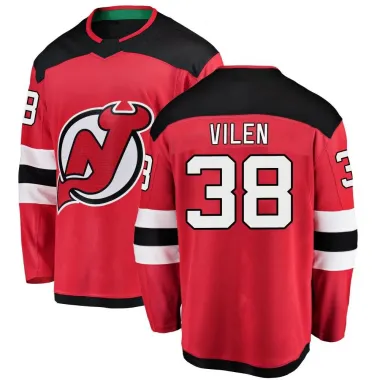 Red Men's Topias Vilen Breakaway New Jersey Devils Home Jersey